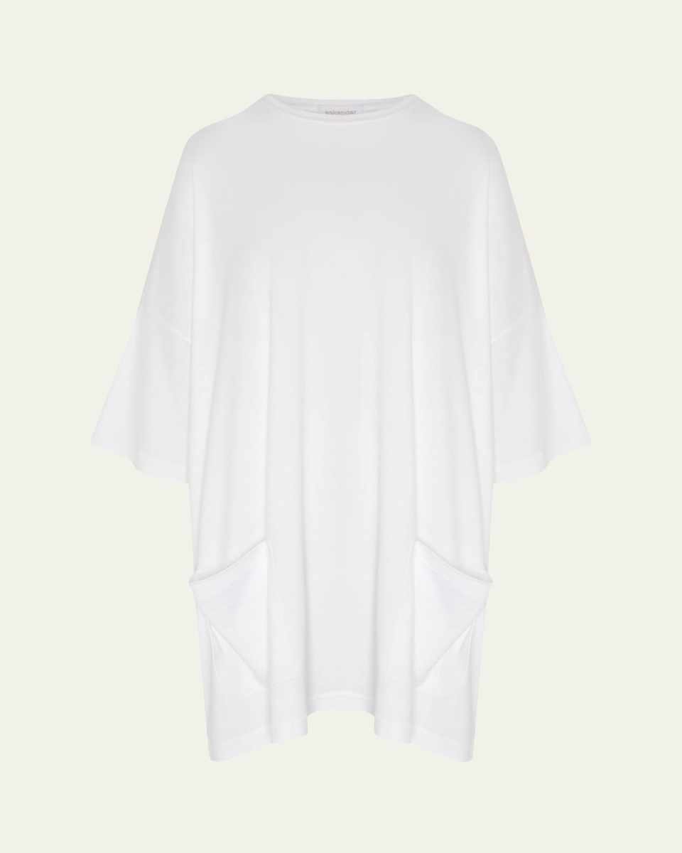 Sloped-Shoulder Round-Neck Poncho (Long Plus Length)